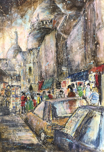 Rue du chevalier de la Barre. Paris. Montmartre di Jean-Jacques Marie, Pittura in vendita su Singulart