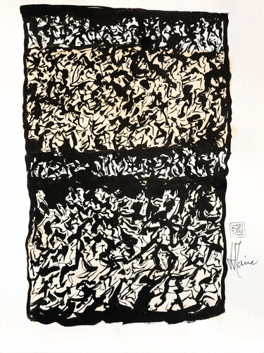 Scriptoglyphes S192 avec cadre au choix (noir ou bois clair) di Jean-Jacques Marie, Opera su carta in vendita su Singulart