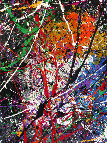 Création abstraite A234 avec cadre au choix (noir ou bois clair) van Jean-Jacques Marie, Schilderij te koop op Singulart