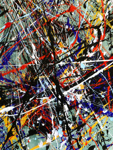 Création abstraite A151 avec cadre au choix (noir ou bois clair) van Jean-Jacques Marie, Schilderij te koop op Singulart