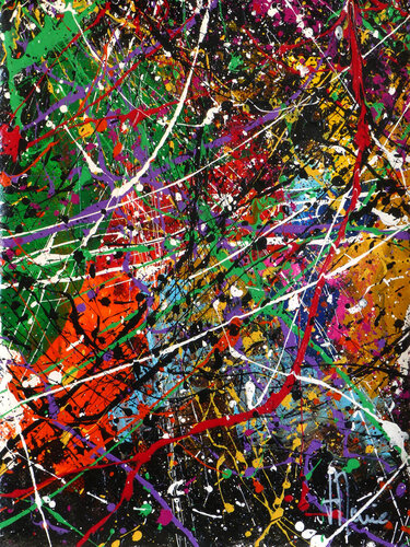 Création abstraite A224 avec cadre au choix (noir ou bois clair) van Jean-Jacques Marie, Schilderij te koop op Singulart