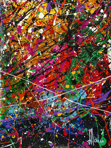 Création abstraite A229 avec cadre au choix (noir ou bois clair) van Jean-Jacques Marie, Schilderij te koop op Singulart