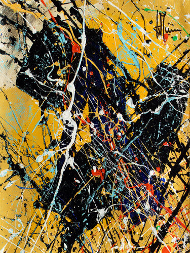 Création abstraite A361 avec cadre au choix (noir ou bois clair) by Jean-Jacques Marie, Painting for Sale on Singulart