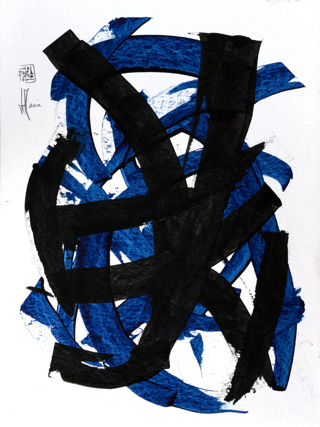 Création abstraite encadrée - Série Essence E026 Jean-Jacques Marie Werk auf Papier zu verkaufen