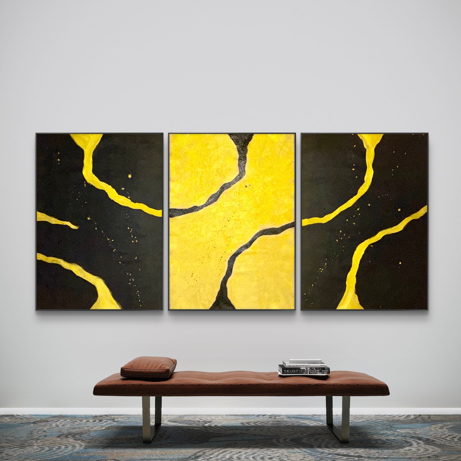 Tríptico Oro Emanuela Pecchia Original painting for sale