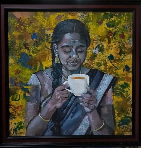 Tea time by Srividhyaa Ravi, 油畫 for Sale on Singulart