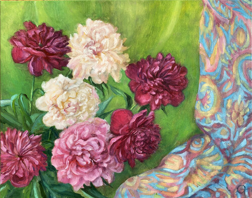 Pink Peonies de Olya Tkachenko, Pintura a la venta en Singulart