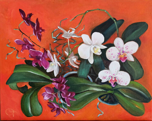 White Beauty and Her Friends par Olya Tkachenko, Peinture en vente sur Singulart