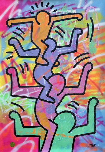 Art and Feel / Res2 vs Keith Haring von Alessandro Chindamo, Malerei kaufen auf Singulart
