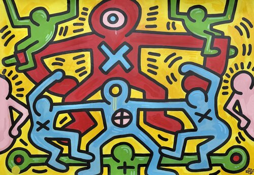 System of bodies / Res2 vs Keith Haring von Alessandro Chindamo, Malerei kaufen auf Singulart