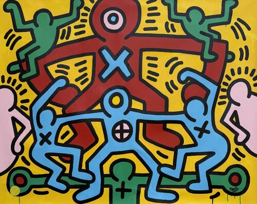 System of bodies / Res2 vs Keith Haring von Alessandro Chindamo, Malerei kaufen auf Singulart