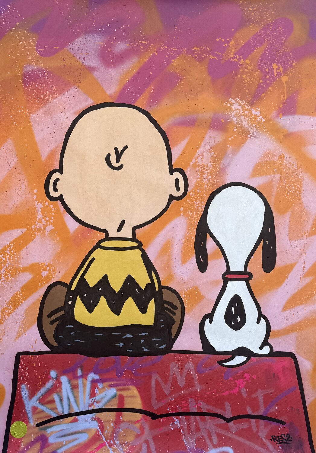 Charlie and Snoopy Alessandro Chindamo Dipinto originale in vendita