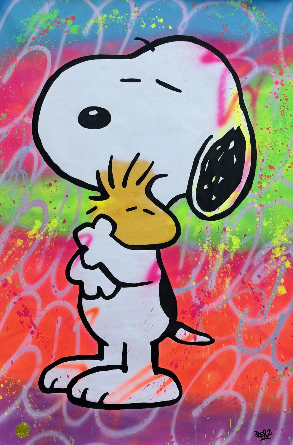 Snoopy and woodstock Alessandro Chindamo Original painting for sale