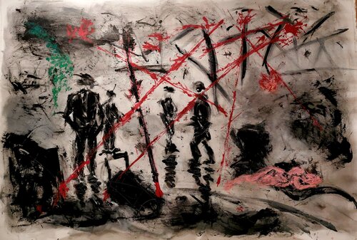 war machine and other Ukrainian pleasures 1 (diptych) de Lucien Krasinski, Pintura a la venta en Singulart