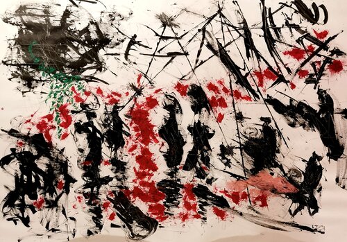 war machine and other Ukrainian pleasures 2 (diptych) van Lucien Krasinski, Schilderij te koop op Singulart