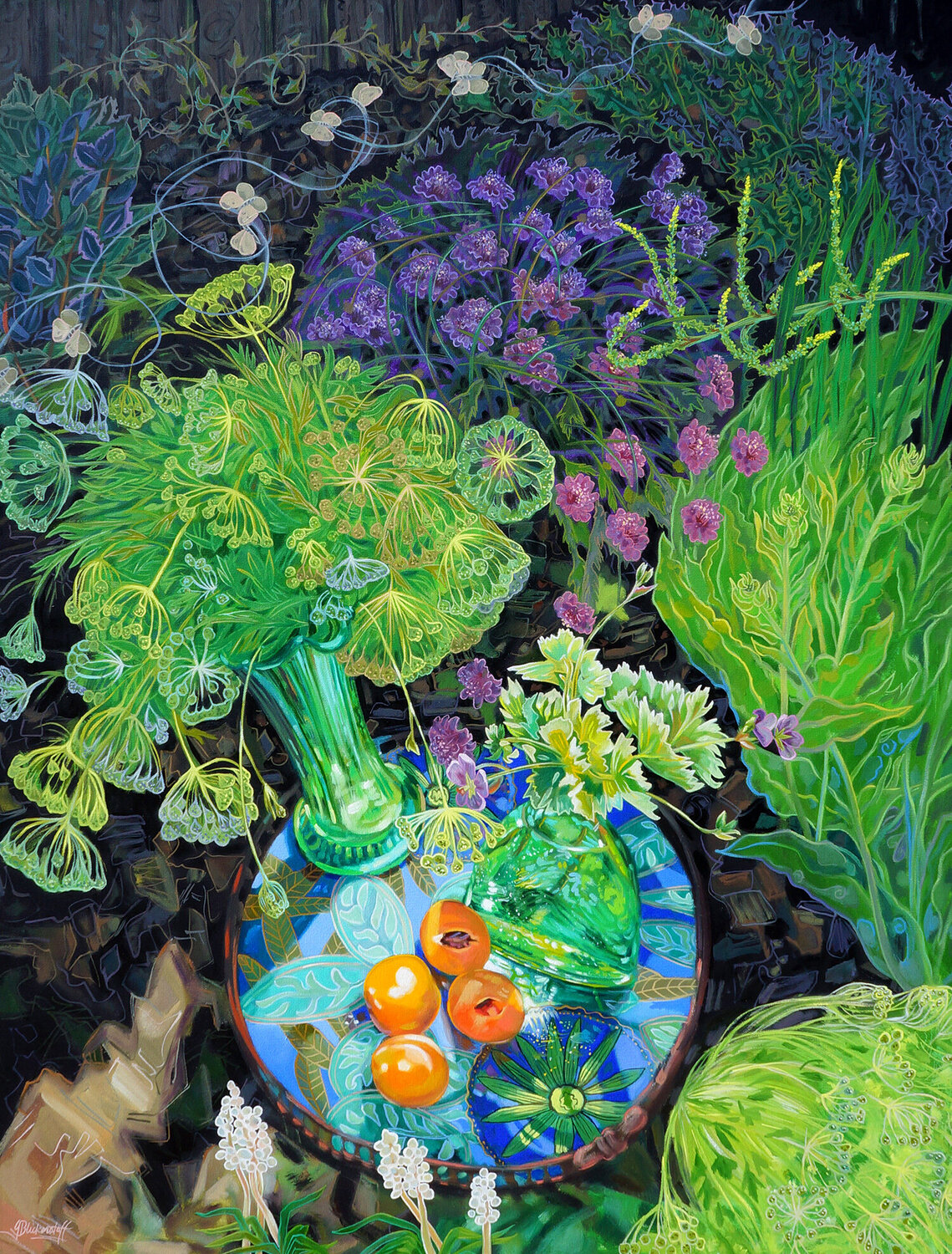 Blue-Green with Apricots Gina Blickenstaff