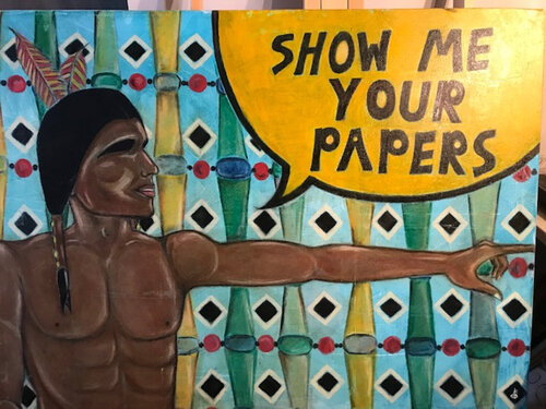 Show Me Your Papers de Denise Estelle Brown, Pintura a la venta en Singulart