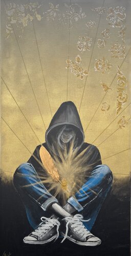 The Gold of Inner Radiance di Beáta Fekete-Vincze, Pittura in vendita su Singulart