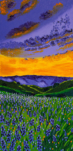 VALLEYS OF FLOWERS 38- PURPLE SKY by Richa Dalmia, Painting for Sale on Singulart