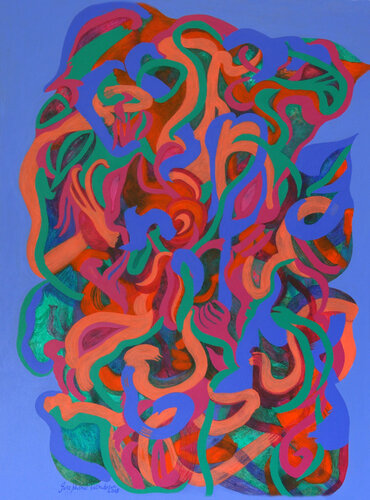Blue Flower Dance by Josephine Window, 회화 for Sale on Singulart