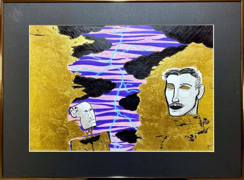 Nikola Tesla et la machine von Quentin Badran, Werk auf Papier kaufen auf Singulart