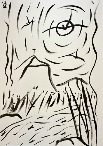 Les trois oiseaux by Quentin Badran, Drawing for Sale on Singulart