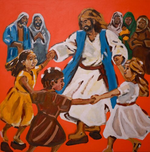 Dancing  With The Father by Nana Assibey-Bonsu, Painting for Sale on Singulart