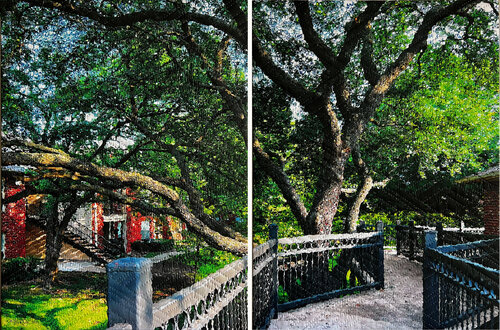 Preston Place 4 Diptych, Plano Texas von Marilyn Henrion, Textil kaufen auf Singulart