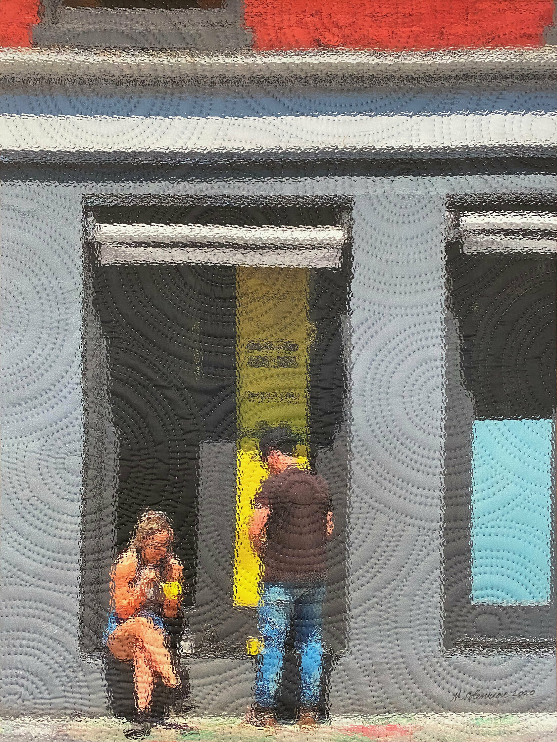 Grand Street- Here For A Moment Marilyn Henrion Originalgemälde zu verkaufen