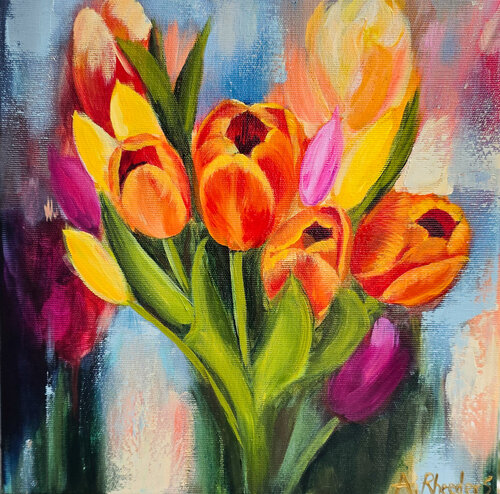 "Tulips of Fire" by Amanda Rheeders, Painting for Sale on Singulart