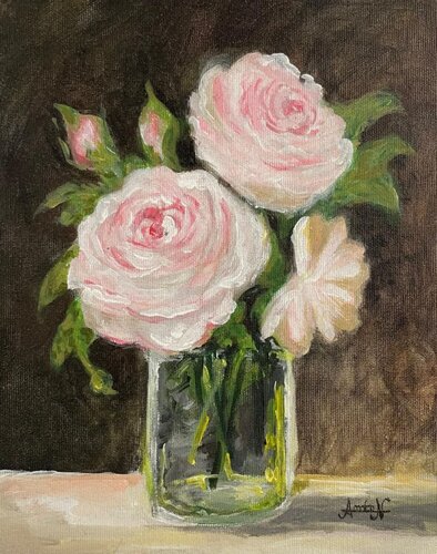 Flowers in Glass Jar van Nicolae Antonia, Schilderij te koop op Singulart