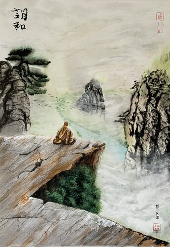 Erleuchtung, Balance ( Die Winde der Liebe, und des Wartens) von Mike Eckert, Malerei kaufen auf Singulart