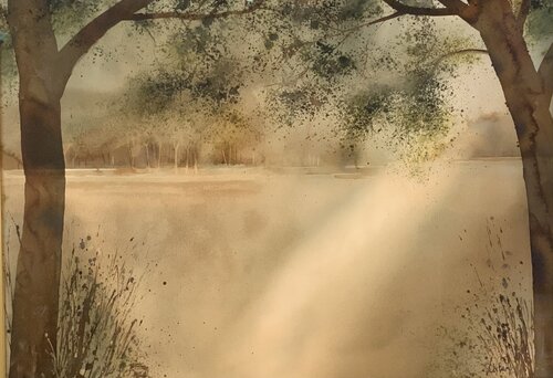 Aus dem Zyklus „Auenlandschaft“ van Siegfried Krön, Schilderij te koop op Singulart