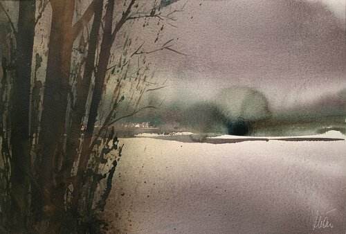 Aus dem Zyklus „Auenlandschaft“ van Siegfried Krön, Schilderij te koop op Singulart