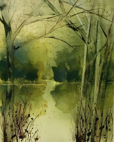 Aus dem Zyklus „Auenlandschaft“ van Siegfried Krön, Schilderij te koop op Singulart