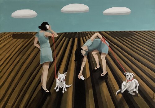 Three clouds and a ploughed field van Sharon Champion, Schilderij te koop op Singulart