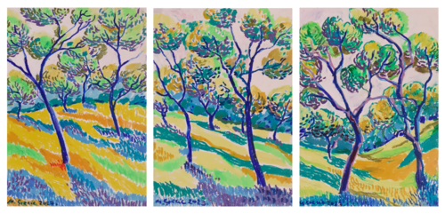 Spring orchard Tryptich von Maja Grecic, Zeichnungen kaufen auf Singulart
