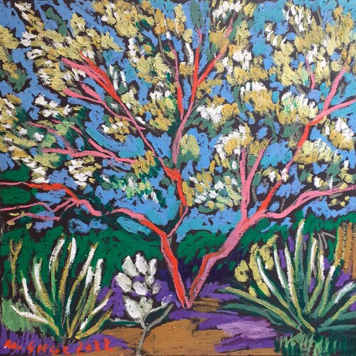 Mediterranean garden with aloe plants von Maja Grecic, Zeichnungen kaufen auf Singulart