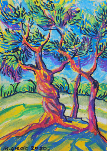 Shadows in olive garden No 3 di Maja Grecic, Opera su carta in vendita su Singulart