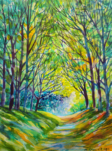 Forest path XVI van Maja Grecic, Werk op papier te koop op Singulart