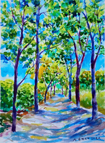 Forest path XVIII van Maja Grecic, Werk op papier te koop op Singulart