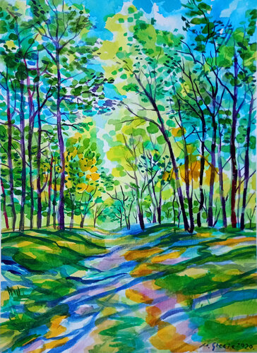 Forest shadows van Maja Grecic, Werk op papier te koop op Singulart