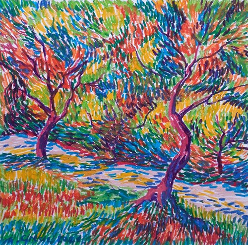 Shady path in orchard von Maja Grecic, Zeichnungen kaufen auf Singulart
