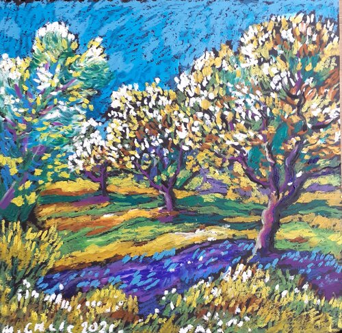 Blue shadow in orchard von Maja Grecic, Zeichnungen kaufen auf Singulart