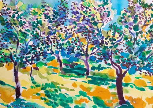 Olive grove No 36 van Maja Grecic, Werk op papier te koop op Singulart
