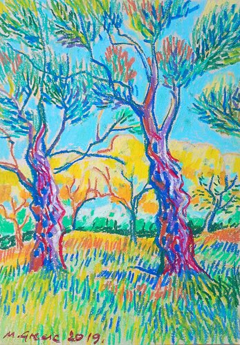 Sunny day in orchard van Maja Grecic, Tekening te koop op Singulart