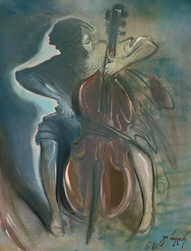 The Cellist di Gia Bugadze, Pittura in vendita su Singulart