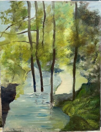 Le ruisseau sous les arbres van Daniele Badet, Schilderij te koop op Singulart