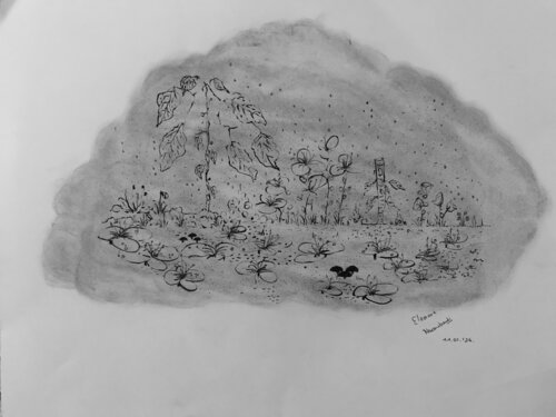 SOUS LA TERRASSE - étude XVII by Eléonore Nsanabandi, 회화 for Sale on Singulart