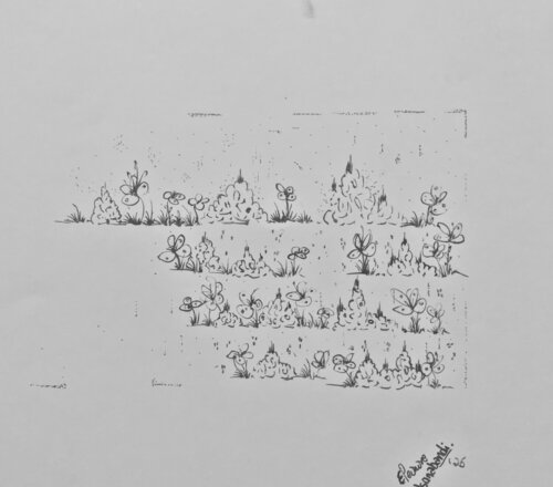 SOUS LA TERRASSE - étude XIII van Eléonore Nsanabandi, Tekening te koop op Singulart